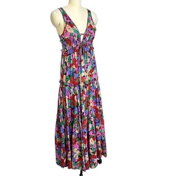 Nicholas Myla Floral Silk-Blend Tiered Maxi Dress | Size 4 - Picture 7 of 10